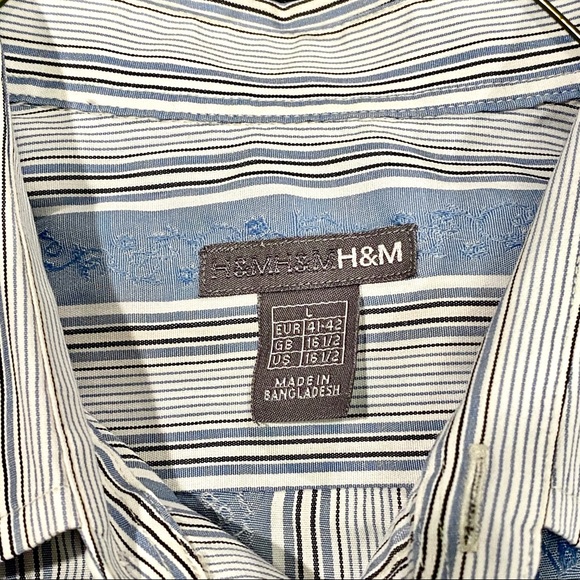 EUC H&M Casual Button up Blue Stripe Shirt, L - Picture 6 of 11